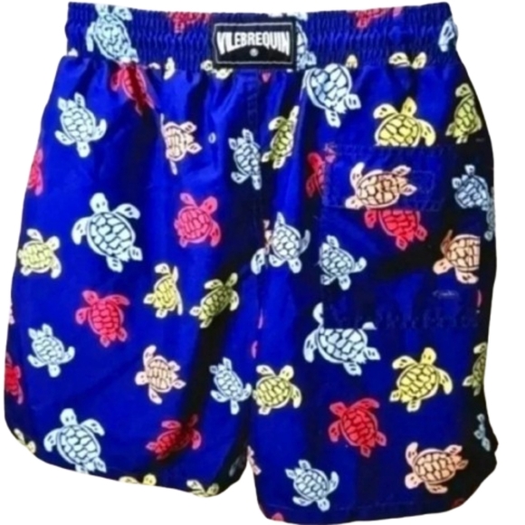 Vilbrequin Blue Colorful Turtle Print Swim Trunks Board Shorts - Picture 2 of 11